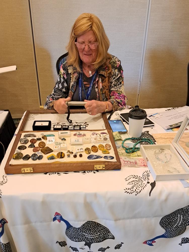 Diane with gems from Africa at table